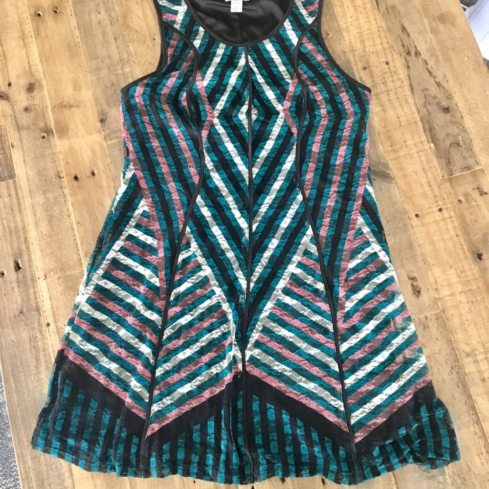 Bar III Stripe Lace Dress